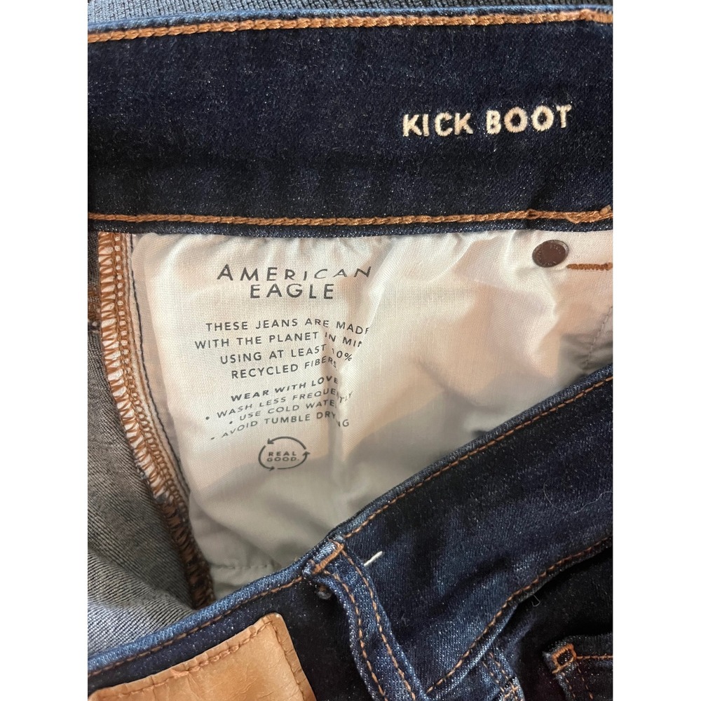 American Eagle Kick Boot Jeans Dark Wash Next Level Stretch Size 16 Short - Picture 6 of 7